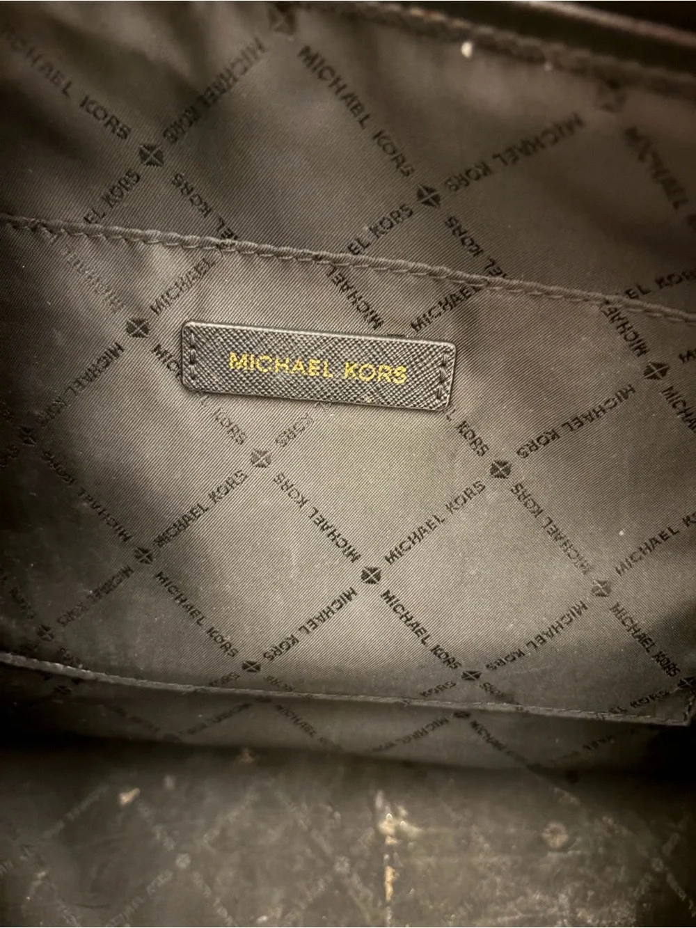 Michael Kors Black Saffiano Shoulder Tote with Gold MK Charm